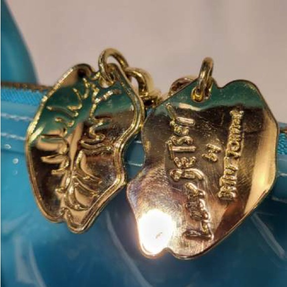 BETSY JOHNSON Teal quilted heart jelly satchel purse - Picture 3 of 5